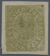 00454 Portugiesisch-Indien: 1883, New Currency Type IIID, 4 1/2 R. On Dull Olive, Double Surcharge, Large - Portugees-Indië