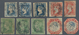 00462 Singapur: 1854-55 Group Of 10 Indian Stamps Used In Singapore And Cancelled By Numeral "B/172", Incl - Singapur (...-1959)