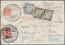 00464 Thailand: 1903, Picture Postcard To France, Initially Franked On Picture Side With 1 A Green King Ch - Thaïlande