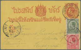 00465 Thailand - Stempel: SIEMRAP, 1904, Card 1 A. Uprated 1 A., 4 A. Scarlet Tied All-siamese "Siemrap" V - Tailandia