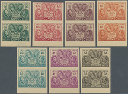 00472 Belgisch-Kongo: 1935, 50th Anniversary Of Congo State, 0.50fr. To 5fr., Complete Set In IMPERFORATE - Sonstige & Ohne Zuordnung