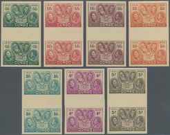 00473 Belgisch-Kongo: 1935, 50th Anniversary Of Congo State, 0.50fr. To 5fr., Complete Set In IMPERFORATE - Sonstige & Ohne Zuordnung