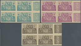 00474 Belgisch-Kongo: 1935, 50th Anniversary Of Congo State, 0.50fr. To 5fr., Complete Set In IMPERFORATE - Other & Unclassified