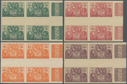 00475 Belgisch-Kongo: 1935, 50th Anniversary Of Congo State, 0.50fr. To 5fr., Complete Set In IMPERFORATE - Otros & Sin Clasificación