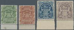 00476 Britische Südafrika-Gesellschaft: 1892/1901, £5 Sage-green, £10 Brown, £5 Deep Blue And £10 Lilac, F - Sin Clasificación