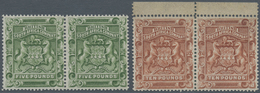 00478 Britische Südafrika-Gesellschaft: 1892, £5 Sage-green And £10 Brown, Each As Horiz.pair, Unused No G - Sin Clasificación