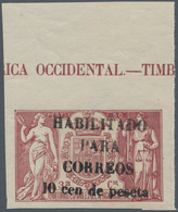 00494 Spanisch-Guinea: 1904, 10c. On 50pts. Purple-brown, Revaluation Overprint On Fiscal Stamp, Top Margi - Guinea Española