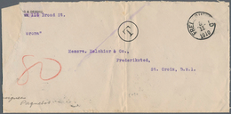 00508 Dänisch-Westindien: 1910, Incoming Ship Consignee Mail "S/S Korona" With Manuscript "Consignees Paqu - Dinamarca (Antillas)