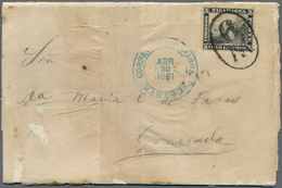 00513 Nicaragua: 1881, 5c. Black 1869-71 Issue On White Paper, Perf. 12, On Thin Paper Folded Envelope Tie - Nicaragua