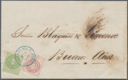 00522 Argentinien: 1862-64 'Escuditos' 5c. Carmine-rose Without Accent, Used Along With 10c. Green With Ac - Other & Unclassified