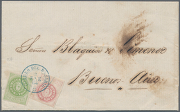 00522 Argentinien: 1862-64 'Escuditos' 5c. Carmine-rose Without Accent, Used Along With 10c. Green With Ac - Otros & Sin Clasificación