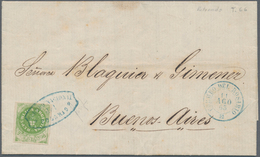 00524 Argentinien: 1862 10c. Apple Green, Type 66 With Accent, Redrawn On Entire Letter From Rosario To Bu - Other & Unclassified