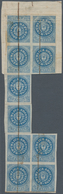 00525 Argentinien: 1862 THE UNIQUE "ESCUDITO" 15c. TÊTE-BÊCHE PAIR USED:  15c. Blue Block Of Four, Pos. 8- - Andere & Zonder Classificatie