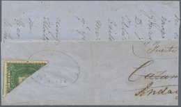 00535 Argentinien: 1864 'Rivadavia' 10c. Green, BISECTED DIAGONALLY Used On Large Part Of Cover To Andalga - Other & Unclassified