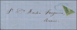 00536 Argentinien: 1864 10c. Green, Dull To Worn Impression, BISECTED DIAGONALLY And Used On Part Cover (f - Autres & Non Classés