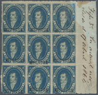 00537 Argentinien: 1864 'Rivadavias' 15 C. Blue, Dull To Worn Impression, Perforated 11½, Each Stamp Hands - Altri & Non Classificati