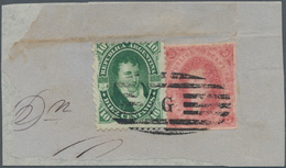 00538 Argentinien: 1867-68 'Rivadavia' 5c. Rose-carmine In Combination With 1868 10c. Green Used On Piece - Altri & Non Classificati