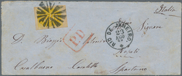00573 Brasilien: 1869, 430 R. Yellow 1861 Issue Imperf With Wide Margins, On Envelope Tied By Mute Cancell - Andere & Zonder Classificatie