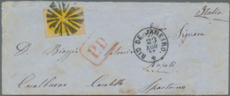 00573 Brasilien: 1869, 430 R. Yellow 1861 Issue Imperf With Wide Margins, On Envelope Tied By Mute Cancell - Otros & Sin Clasificación