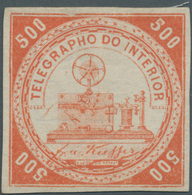 00587 Brasilien - Telegrafenmarken: 1873, 500r. Vermilion, Wm "Lacroix Freres", Fresh Colour, Full Margins - Telegraphenmarken