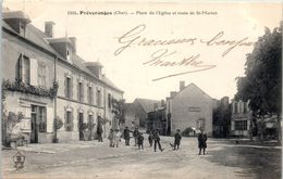 18 - PREVERANGES --  Place De L'Eglise Et Route - Préveranges