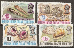 Delcampe - British Indian Ocean Territories  1974 SG  58-61  Wildlife 74   Mounted Mimt - British Indian Ocean Territory (BIOT)