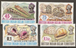 British Indian Ocean Territories  1974 SG  58-61  Wildlife 74   Mounted Mimt - British Indian Ocean Territory (BIOT)