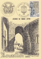 Delcampe - CP ROUSSILLON  ISERE 38 FDC JOURNEE DU TIMBRE 1978 PORTE DE GIVRET - ILLUSTRATEUR HERRIER - Roussillon