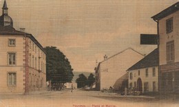 POUXEUX PLACE DE LA MAIRIE CARTE TOILEE COLORISEE - Pouxeux Eloyes