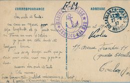 Delcampe - 1937 , MARRUECOS FRANCÉS , TARJETA POSTAL CIRCULADA , CASABLANCA - TOULON , FRANQUICIA MILITAR - Covers & Documents