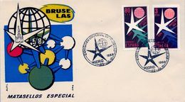 Delcampe - 1958 , SOBRE DE PRIMER DIA , BRUSELAS 1958 , SELLOS PROCEDENTES DE LAS HOJITAS BLOQUE , SH 1222/23 - FDC