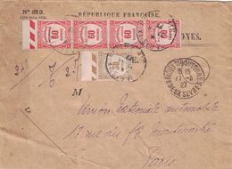 DEUX SEVRES - BRIOUX S/BOUTONNE - 17-8-1927 - ENVELOPPE N°819 - BANDE DE 4 DU N°58 + N°57 - SUPERBE. - 1859-1959 Brieven & Documenten