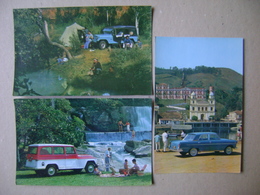 JEEP, AERO-WILLYS AND RURAL, 3 POSTCARDS OF BRAZILIAN CARS IN THE STATE - Autobús & Autocar