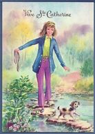 Delcampe - CPM - JEUNE FEMME ET SON CHIEN - STE CATHERINE - St. Catherine