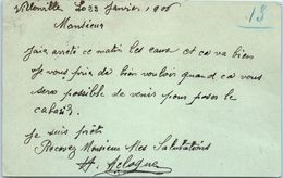 Delcampe - 14 VILLERVILLE -  Expéditeur Mr Diville Conducteurs De Ponts Et Chaussées à HONFLEUR  (entiers Postaux ) Oblitération - Villerville