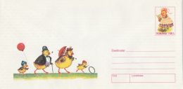 6654FM- CHICKENS, BALLOON, PAINTED EGGS, EASTER, COVER STATIONERY, 1999, ROMANIA - Easter