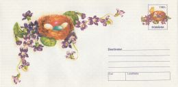 6656FM- VIOLETS, CHICHEN, PAINTED EGGS, EASTER, COVER STATIONERY, 1999, ROMANIA - Easter