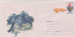 6660FM- FORGET ME NOT FLOWERS, CHICKENS, PAINTED EGGS, EASTER, COVER STATIONERY, 1999, ROMANIA - Easter