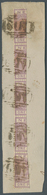 00610A Nevis: 1883: Fragment Of A Letter Bearing A Strip Of Five Of Horizontal Bisects Of The Queen Victory - St.Cristopher-Nevis & Anguilla (...-1980)