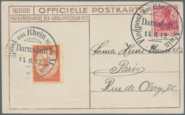 00625 Flugpost Deutschland: 1912. Airmail Rhein Main Darmstadt 14.6.12, Each Destination Paris. Lot Of 3 C - Posta Aerea & Zeppelin