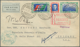 00626 Flugpost Europa: 1933, Mass Flight Triptych 5.25 + 44.75 L. "I-BALB" On Well Preserved Registered Le - Storia Postale (Posta Aerea)