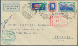 00627 Flugpost Europa: 1933, Mass Flight Triptych 5.25 + 44.75 L. "I-NANN" On Well Preserved Registered Le - Marcofilía (Aviones)