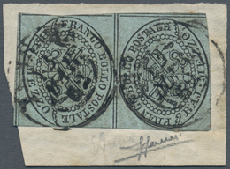 00700 Italien - Altitalienische Staaten: Kirchenstaat: 1852, 1/2 Baj. Black On Bluish Grey, Vertical Tête- - Papal States