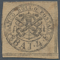 00703 Italien - Altitalienische Staaten: Kirchenstaat: 1852: 4 Baj. Brown-light Grey, Printed With Grey, O - Kerkelijke Staten