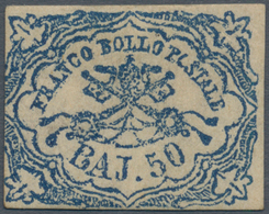 00710 Italien - Altitalienische Staaten: Kirchenstaat: 1864, 50 Baj. Ultramarin, "defective Print", Unused - Estados Pontificados