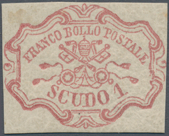 00713 Italien - Altitalienische Staaten: Kirchenstaat: 1852: 1 Scudo Rose Carmine, Mint With Original Gum, - Stato Pontificio