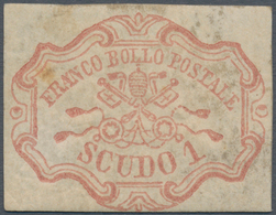 00714 Italien - Altitalienische Staaten: Kirchenstaat: 1852, 1 Scudo Rose Carmine, Mint With Original Gum; - Estados Pontificados