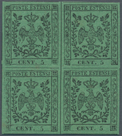00730 Italien - Altitalienische Staaten: Modena: 1852, 5 Centesimi Green, Without Point After "5", MNH, Wi - Modena
