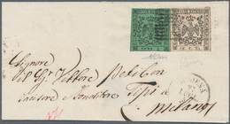 00732 Italien - Altitalienische Staaten: Modena: 1852, Letter Franked With 5 Cents Green, With Dot After T - Modena