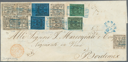 00734 Italien - Altitalienische Staaten: Modena: 1855: Extremely Decorative FIVE COLOUR FRANKING (one Of T - Modena